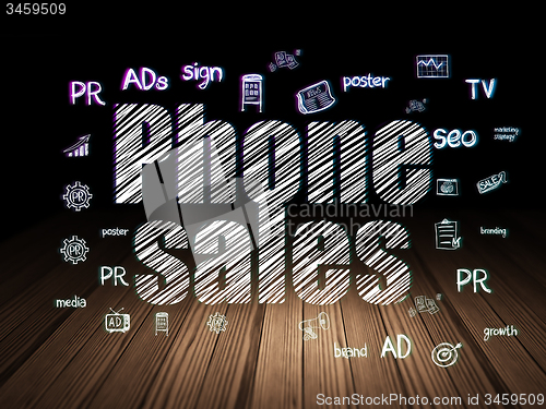 Image of Advertising concept: Phone Sales in grunge dark room