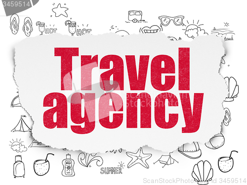 Image of Tourism concept: Travel Agency on Torn Paper background