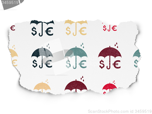 Image of Insurance concept: Business Insurance icons on Torn Paper background