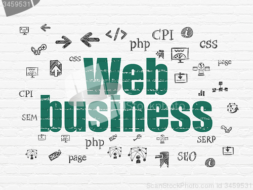 Image of Web development concept: Web Business on wall background