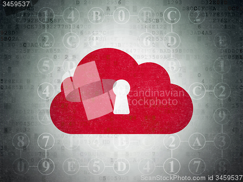 Image of Cloud technology concept: Cloud With Keyhole on Digital Paper background