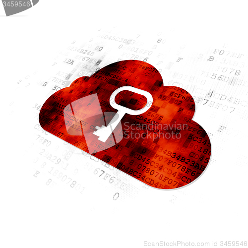 Image of Cloud networking concept: Cloud With Key on Digital background