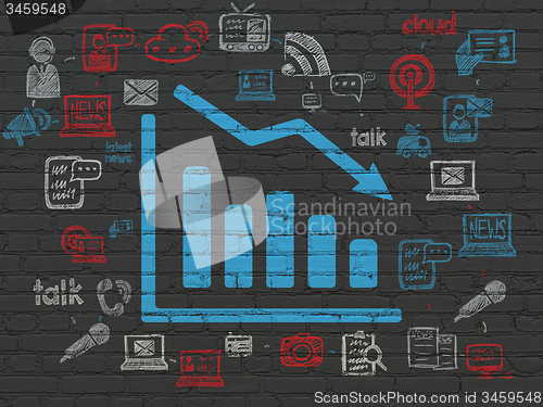 Image of News concept: Decline Graph on wall background
