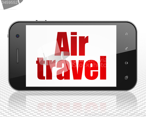 Image of Vacation concept: Smartphone with Air Travel on display