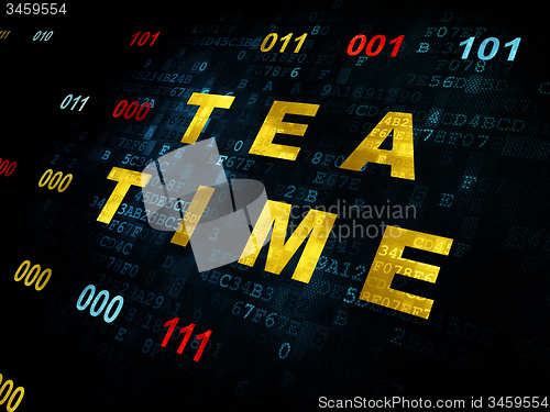 Image of Time concept: Tea Time on Digital background