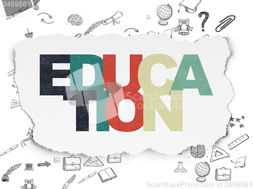 Image of Education concept: Education on Torn Paper background