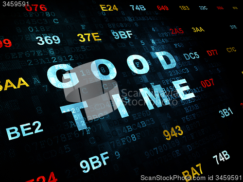 Image of Time concept: Good Time on Digital background