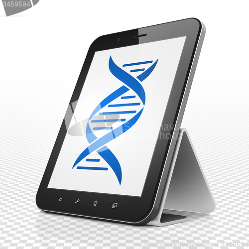 Image of Healthcare concept: Tablet Computer with DNA on display