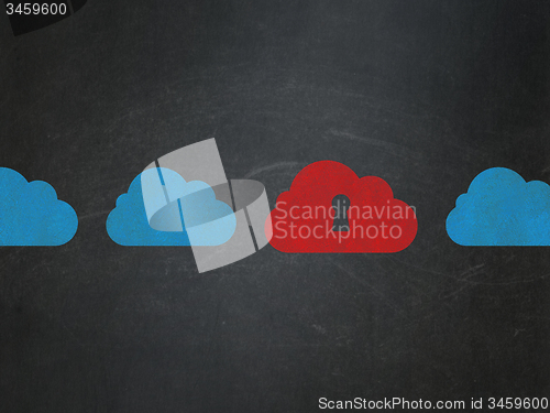 Image of Cloud technology concept: cloud with keyhole icon on School Board background