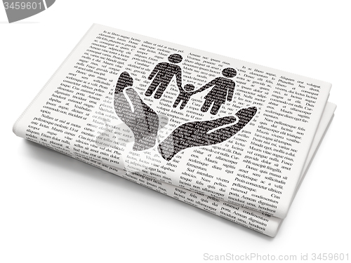 Image of Insurance concept: Family Insurance on Newspaper background