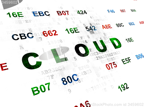 Image of Cloud technology concept: Cloud on Digital background