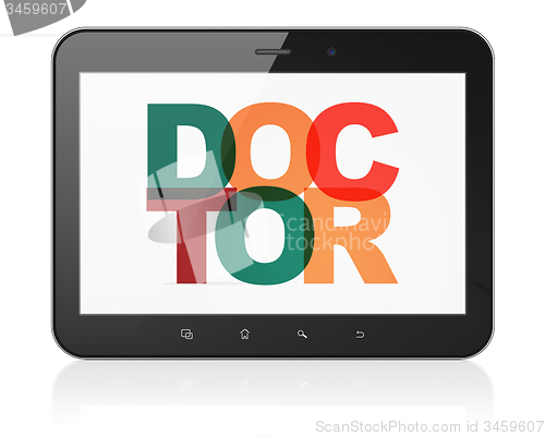 Image of Medicine concept: Tablet Computer with Doctor on  display