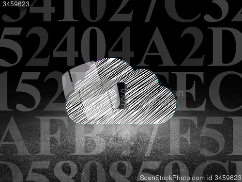 Image of Cloud technology concept: Cloud With Keyhole in grunge dark room