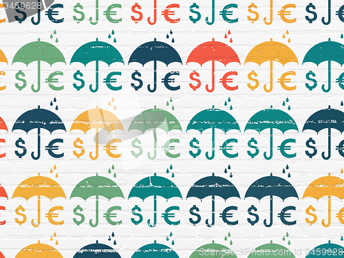 Image of Insurance concept: Business Insurance icons on wall background