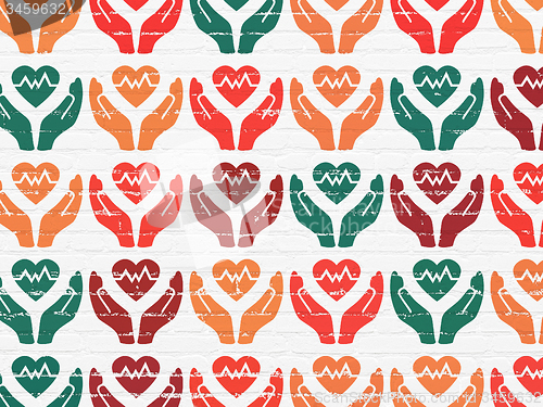 Image of Insurance concept: Health Insurance icons on wall background