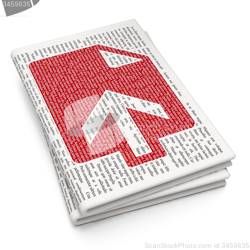 Image of Web development concept: Upload on Newspaper background