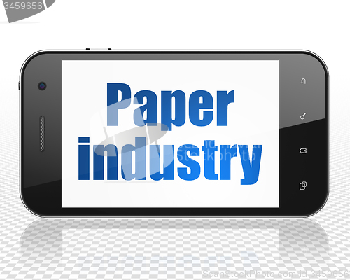 Image of Manufacuring concept: Smartphone with Paper Industry on display