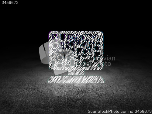 Image of Education concept: Computer Pc in grunge dark room