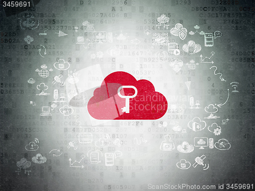 Image of Cloud technology concept: Cloud With Key on Digital Paper background