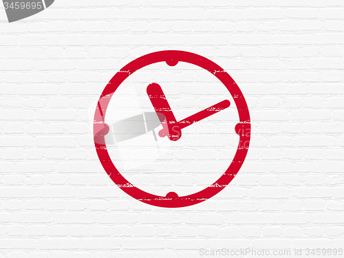 Image of Time concept: Clock on wall background