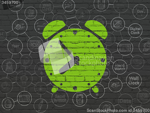 Image of Time concept: Alarm Clock on wall background
