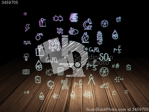 Image of Science concept: Microscope in grunge dark room