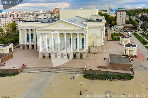 Image of Bird eye view on city drama theater. Tyumen. Russia