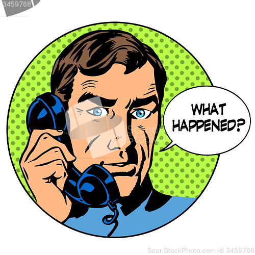 Image of What happened man phone question online support business concept