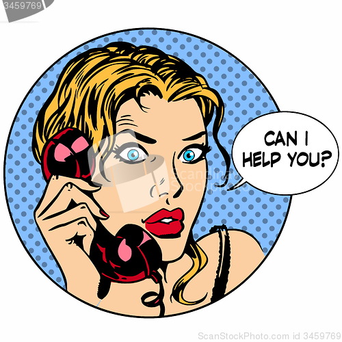 Image of Communication phone woman said I can help you. Business work ser