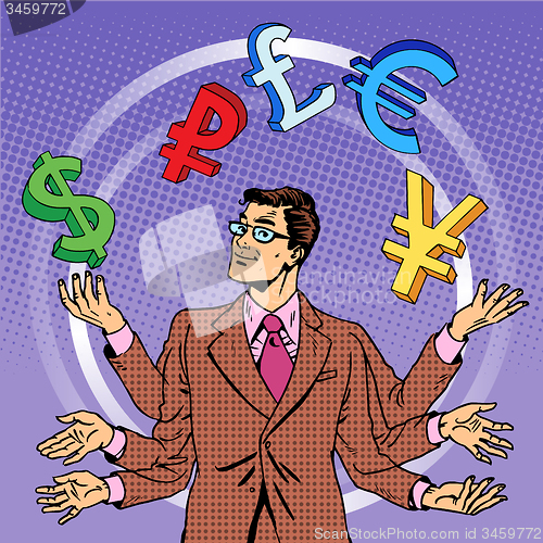 Image of businessman juggling money business concept