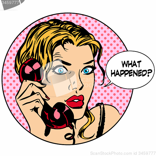 Image of What happens woman phone question online support business concep