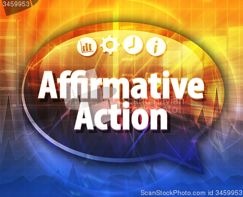 Image of Affirmative action Business term speech bubble illustration