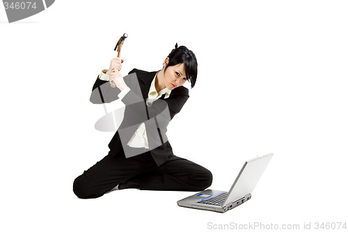 Image of Angry and stressed businesswoman