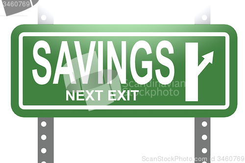 Image of Savings green sign board isolated