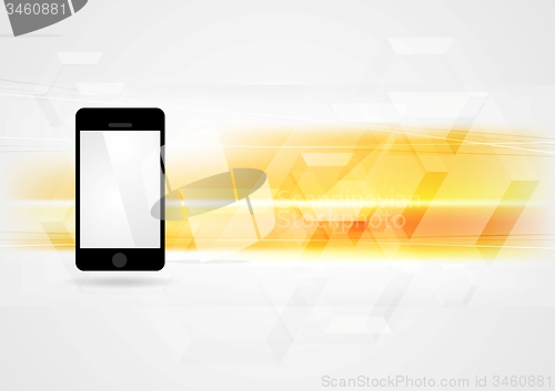 Image of Yellow technology background with smartphone