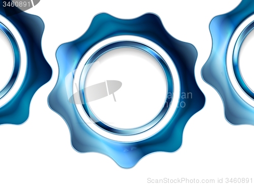 Image of Blue metal gears on white background