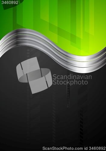 Image of Tech bright background with metallic waves