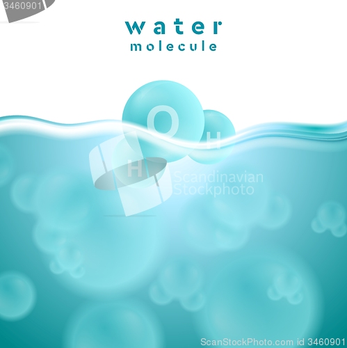 Image of H2o blue water surface with molecule vector abstract design