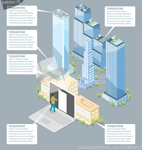 Image of Vector 3d Flat Isometric Office Building