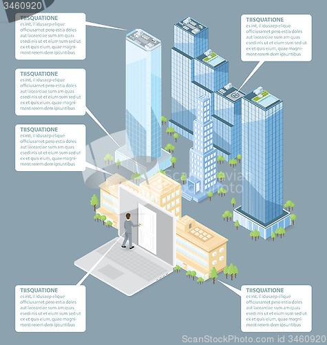 Image of Vector 3d Flat Isometric Office Building