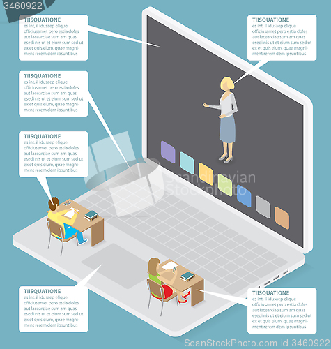 Image of Vector 3d Flat Isometric With Education Concept