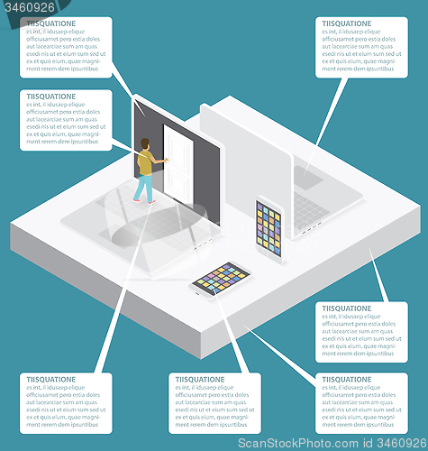 Image of Vector 3d Flat Isometric With Education Concept