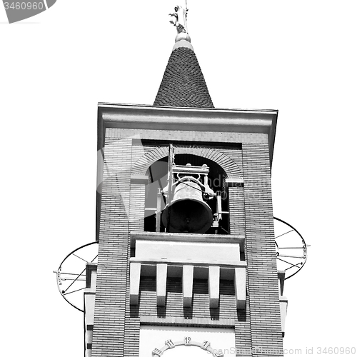 Image of ancien clock tower in italy europe old  stone and bell