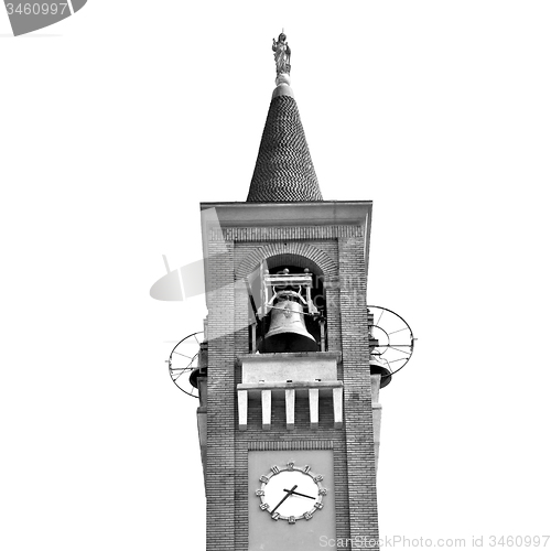 Image of ancien clock tower in italy europe old  stone and bell