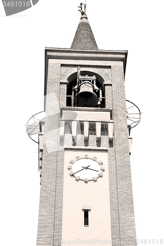 Image of ancien clock tower in italy europe old  stone and bell