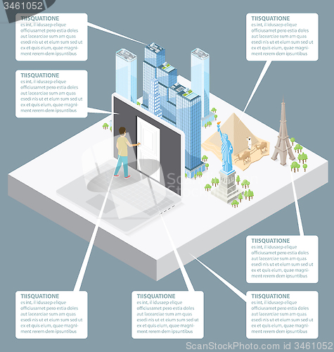 Image of Vector 3d Flat Isometric With Internet Concept