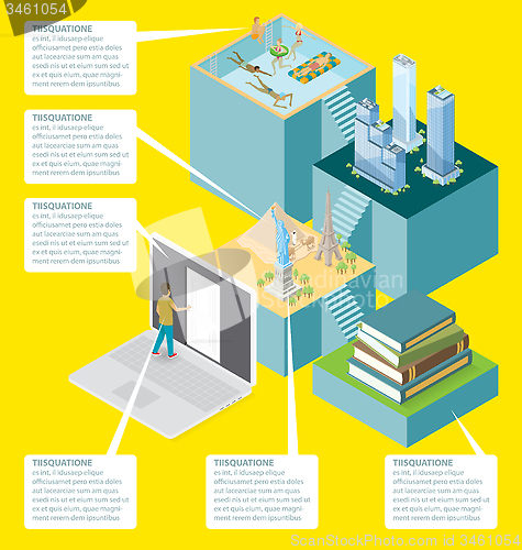 Image of Vector 3d Flat Isometric With Internet Concept