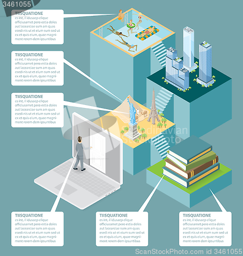 Image of Vector 3d Flat Isometric With Internet Concept