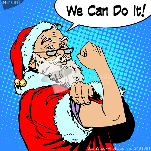 Image of Santa Claus we can do it power protest Christmas New year