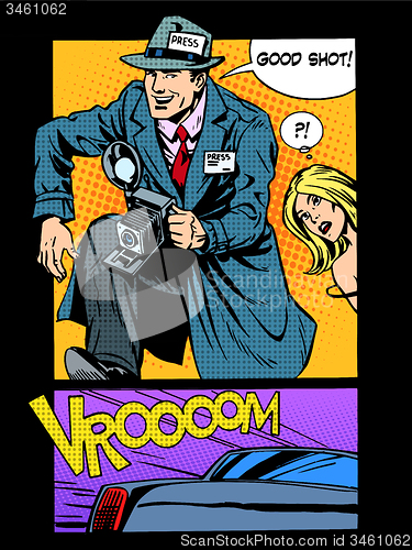 Image of paparazzi made spicy photos celebrity retro style pop art
